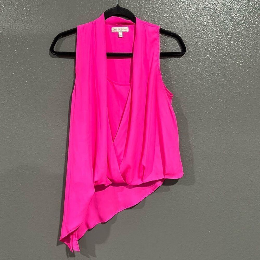 Jealous Tomato Hot Pink Drapey Sleeveless Top S